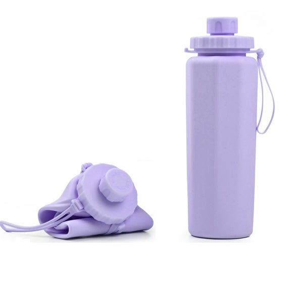 Purple 600ml Portable Silicone Sports Water Bottle Anti Fall High Temperature Carousel 1