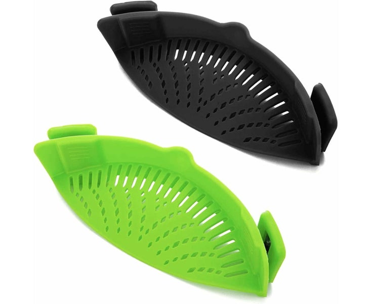 2 Pcs Clip on Strainer, Pot Strainer for Pasta Meat Vegetables Fruit, Silic Carousel 1