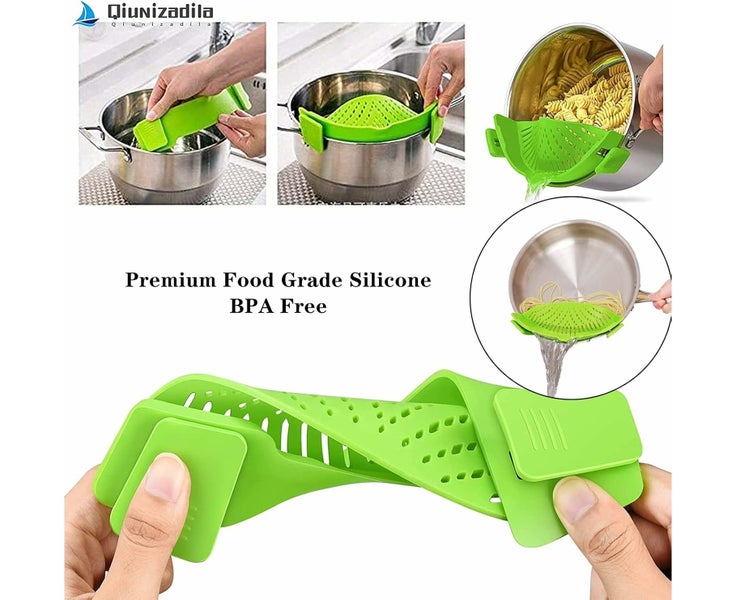 2 Pcs Clip on Strainer, Pot Strainer for Pasta Meat Vegetables Fruit, Silic Carousel 2