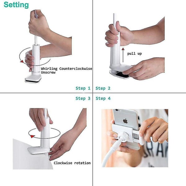 Cell Phone Tablet Stand Mobile Holder Clip Long Arm Gooseneck Bracket Wall Mount Carousel 4