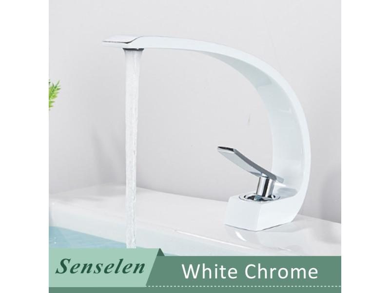 White Chrome Nordic Bathroom Basin Faucet For Vessel Sink Deck Mounted Hot Cold Carousel 1