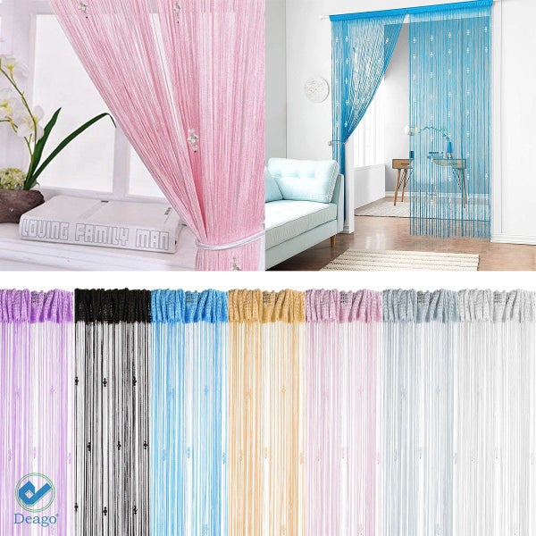 Deago 39x78 Inch Crystal Beaded Tassel Curtain Partition Door String Curtain Scr Carousel 2