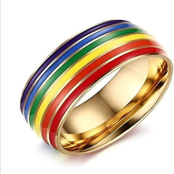 gold Rainbow Rings Engagement Rings Stainless Steel Couples Rings Coup Carousel 1