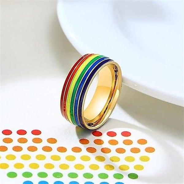 gold Rainbow Rings Engagement Rings Stainless Steel Couples Rings Coup Carousel 2