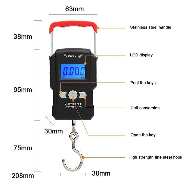 LCD Digital Display Backlight Portable Hook Scale Double Precision Fishing Carousel 2