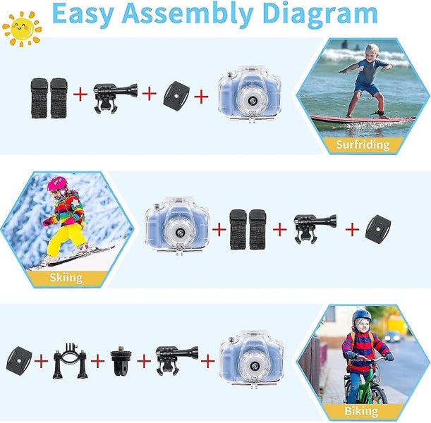 Kids Camera Underwater Waterproof Digital Camera For Kids 2 Inch Ips Screen X200 Carousel 4