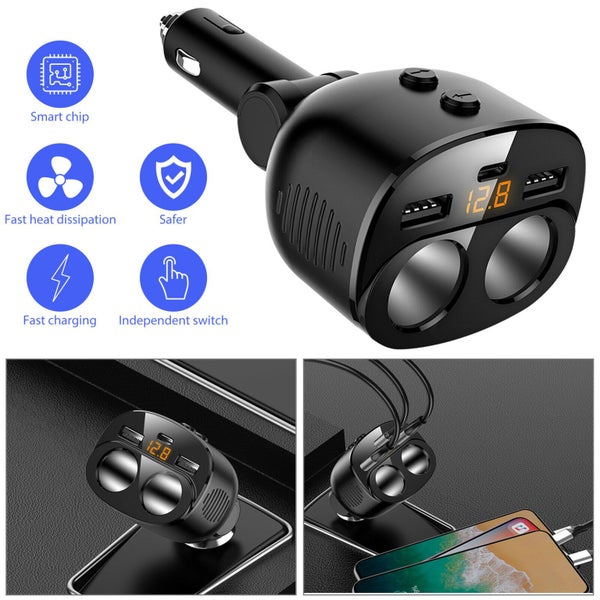 Car Cigarette Lighter Socket Splitter Power Adapter Carousel 1