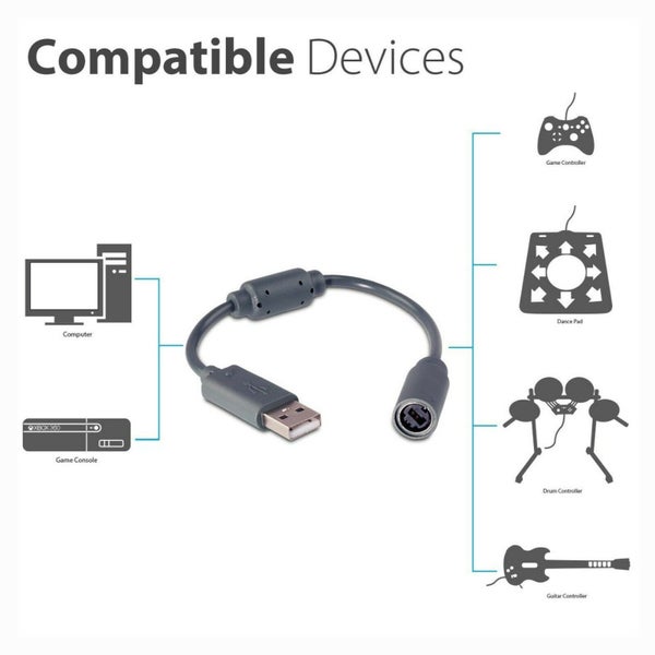 USB Breakaway Dongle Cable Cord Adapter For Xbox 360 PC Wired Controller Carousel 2