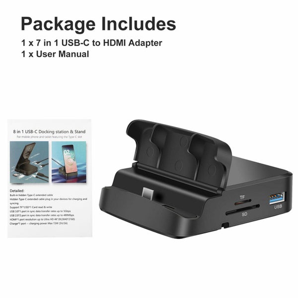 USB-C to HDMI Type C HUB SD/TF Docking Station Power Adapter for PC Phone Carousel 8