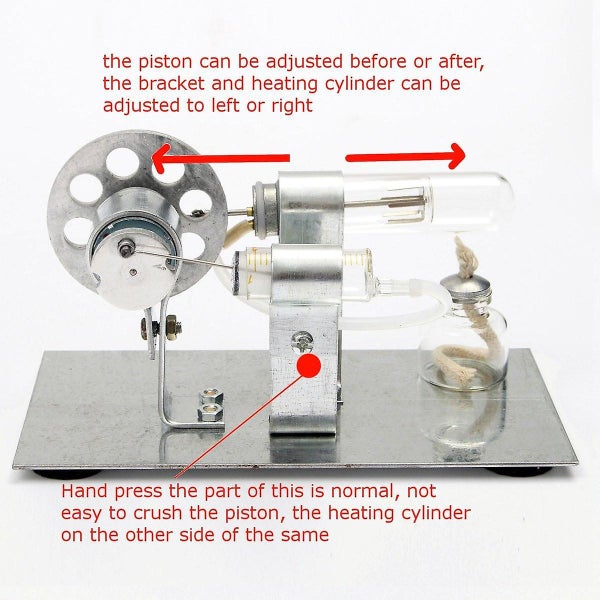 Mini Hot Air Sterling Engine Model Steam Powered Electricity Aerodynamics Scien Carousel 4