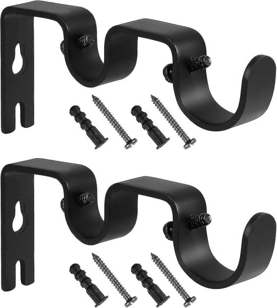 2pcs Double Curtain Rod Pole Holder Curtain Drapery Rod Brackets 12.2*5.3cm b Carousel 1