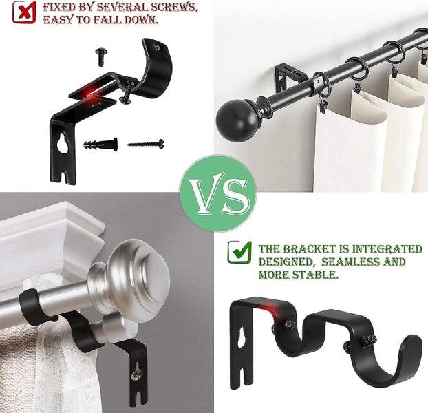 2pcs Double Curtain Rod Pole Holder Curtain Drapery Rod Brackets 12.2*5.3cm b Carousel 5