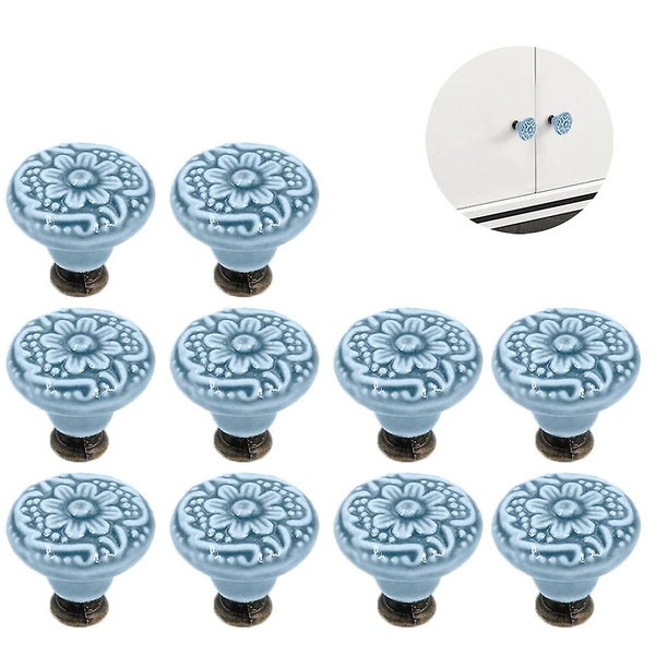 10 Pieces Ceramic Knobs, Vintage Cabinet Door Knobs, Drawer Knobs, Ceramic Door Carousel 1