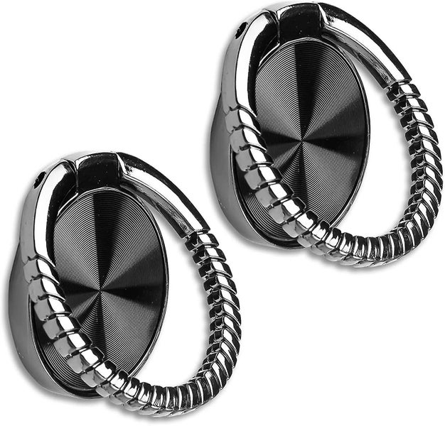 2pcs Cd Textures Cell Phone Ring Holder Stand 360 Degree Rotation Metal Finge Carousel 1