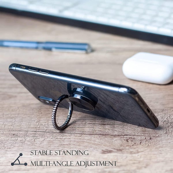 2pcs Cd Textures Cell Phone Ring Holder Stand 360 Degree Rotation Metal Finge Carousel 2