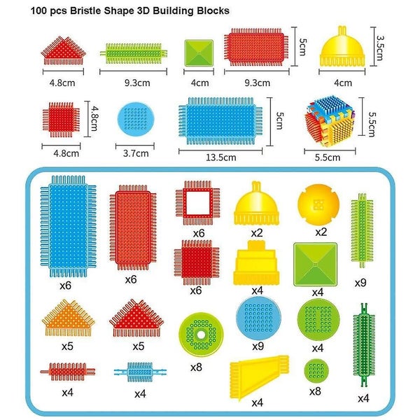 100pcs Bristle Shape 3d Building Blocks Carousel 5