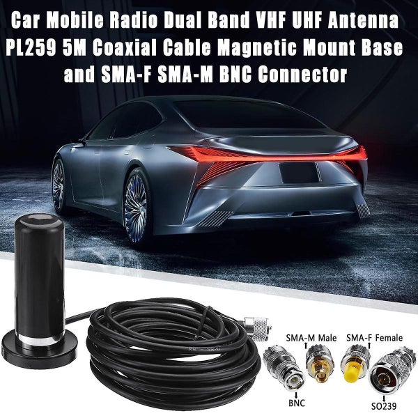 Car Mobile Radio Dual Band VHF UHF Antenna PL259 5M Coaxial Cable Magnetic Mount Carousel 2