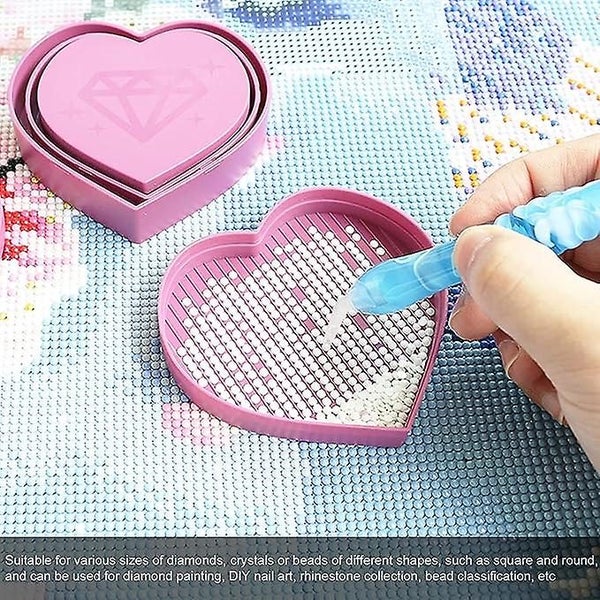 3 Plastic Beads Sorting Tray Diamond Painted Heart Shaped Tray Tool Plate Acce Carousel 2