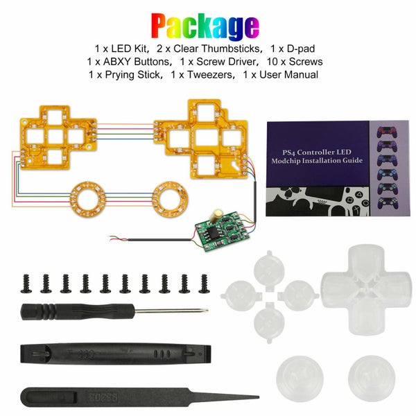 PS4 Controller Light Modding Set Analog Thumbsticks WITH D-Pad Carousel 8