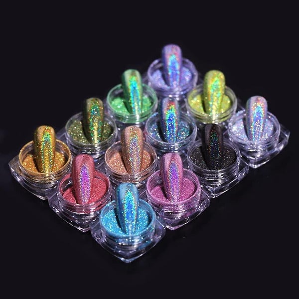 12 Colors Glitter Nail Glitter Super Sparkling Mirror Chrome Effect Nail Pigme Carousel 1