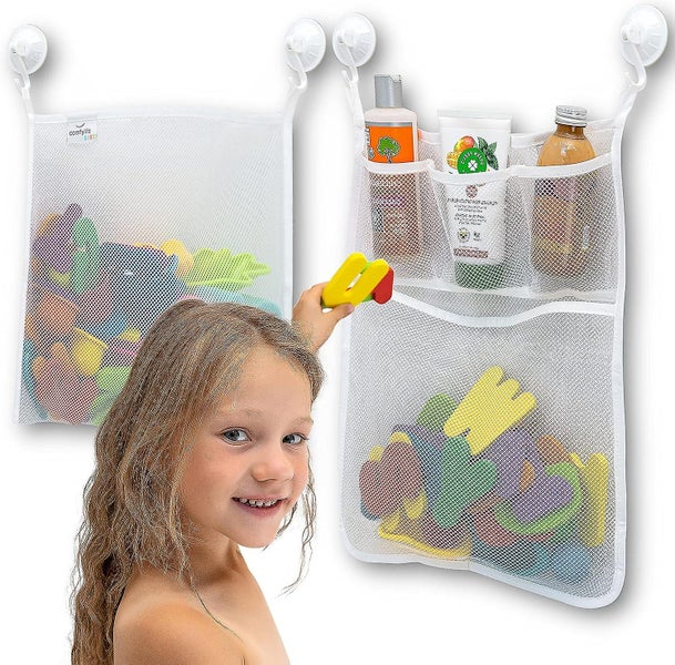 2 Mesh Bath Toy Organizers + 6 Sturdy Hooks Shower Toy Holder These Versatile Carousel 1