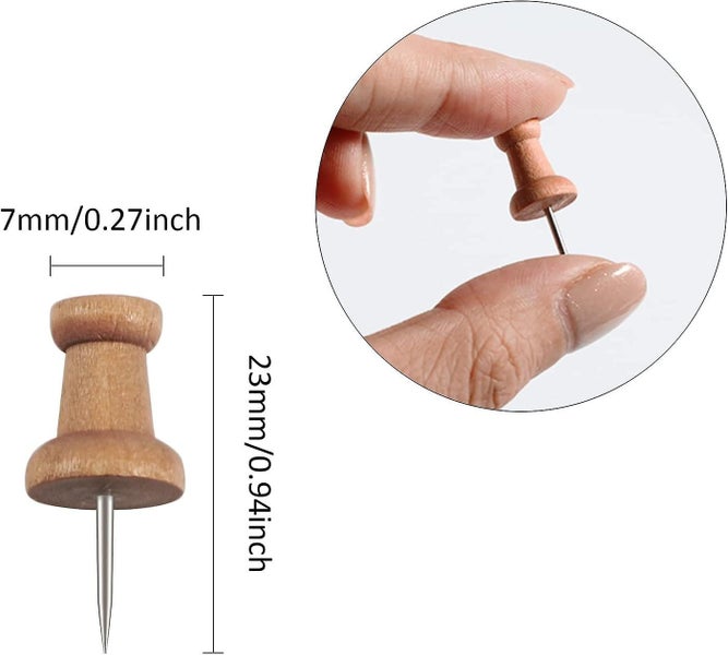 100 Pieces Wood Push Pins Map Tacks Marking Pins Map Push Pins With Steel Tip Carousel 2