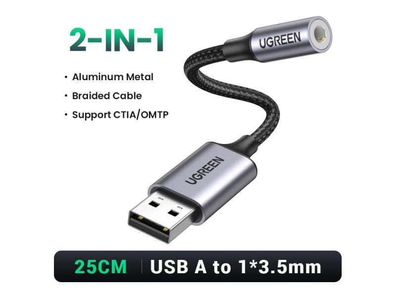 UGREEN Sound Card 2-in-1 USB Audio Interface External 3.5mm Audio Adapter Carousel 1