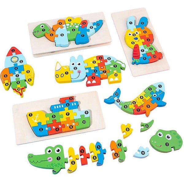 crocodile Wooden Three-dimensional Puzzles For Children's Early Education A Carousel 4