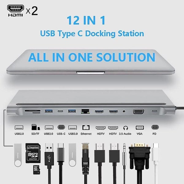 USB Type-C Hub Adapter MST Dual Monitor Dual HDMI Carousel 2