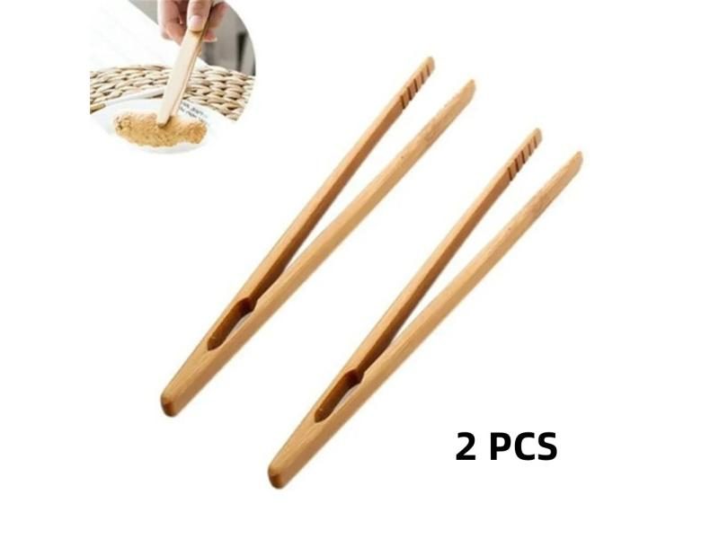 2Pcs Bamboo Wooden Tea Clips For Kitchen Teaware Carousel 1