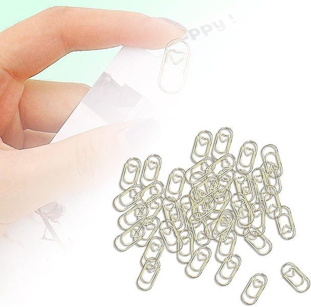 100 Gold Plated Paper Clips Mini Heart Shaped Paper Clips Bookmark Holder Offi Carousel 1