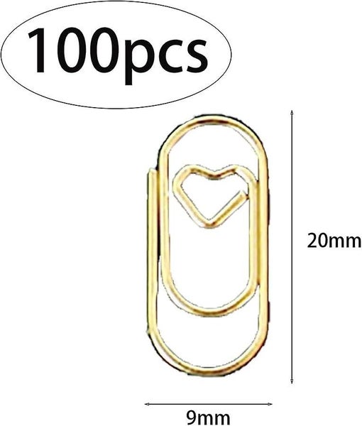 100 Gold Plated Paper Clips Mini Heart Shaped Paper Clips Bookmark Holder Offi Carousel 2