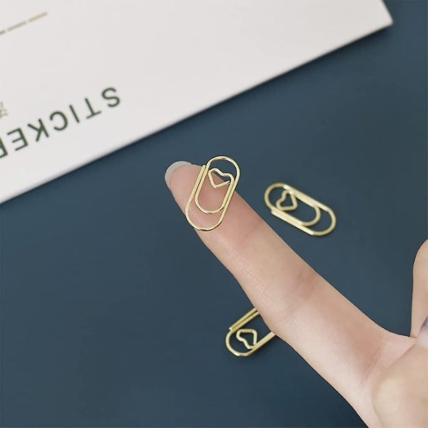 100 Gold Plated Paper Clips Mini Heart Shaped Paper Clips Bookmark Holder Offi Carousel 5