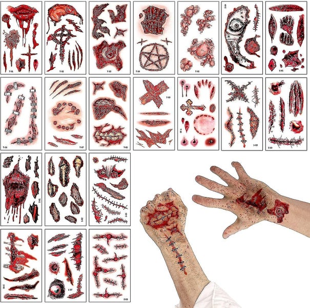 20 X Temporary Tattoo Scars, Halloween Cosplay Makeup