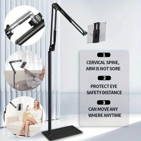 Adjustable Floor Stand with Cantilever Arm for Tablets and Phones Carbon Steel Carousel 8