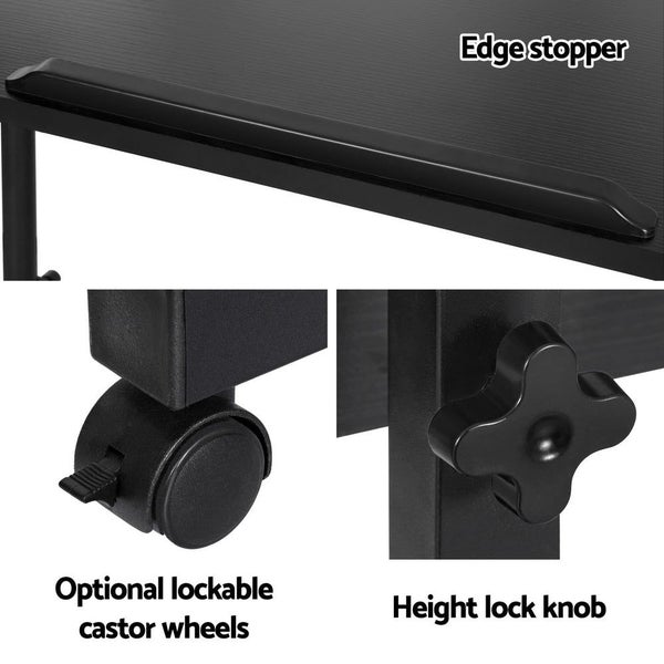 Artiss Laptop Desk Table Height Adjustable Wooden Bed Side Tables 80CM Black Carousel 7