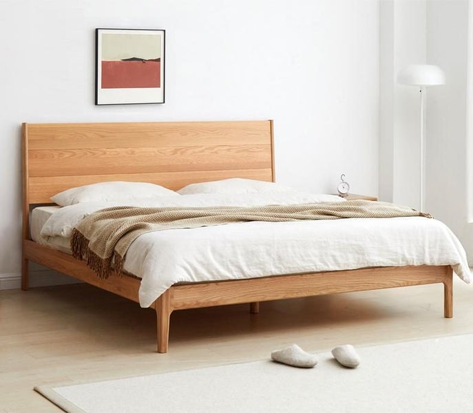 Seattle Natural Solid Oak King Size Bed Frame (Oak Furniture Store) Carousel 1