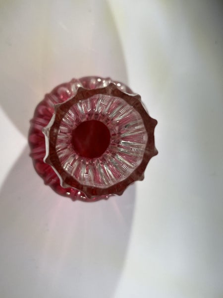Art Nouveau Cut Cranberry Glass Bulb Vase Carousel 7