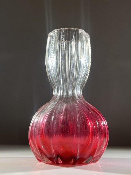 Art Nouveau Cut Cranberry Glass Bulb Vase Carousel 1
