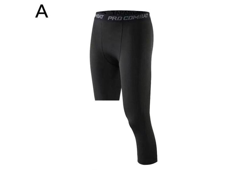 Men One Leg Basketball Tights Compression Polyester Sports Pants Carousel 1