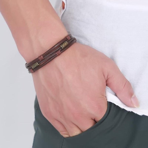 Vintage Multilayer Bracelets Antique Copper Mental Waves Leather Bracelet Carousel 1