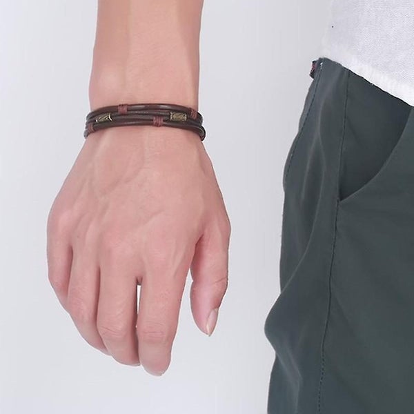Vintage Multilayer Bracelets Antique Copper Mental Waves Leather Bracelet Carousel 2