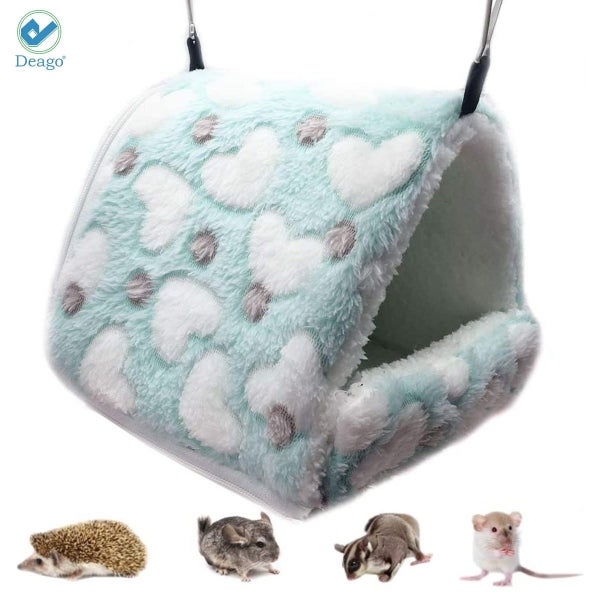 Deago Hamster Hammocks Rat House Bed Hut Shed Guinea Pig Cage Bedding for Bird S Carousel 2