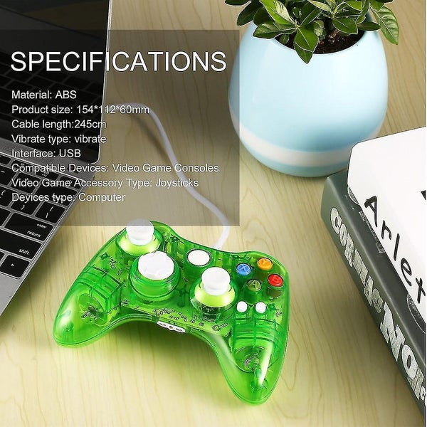 Usb Wired Game Controller For Xbox 360 Joypad Gamepad Joystick With Led Light Carousel 1