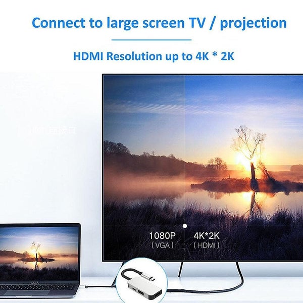 USB Type C 3.1 to HDMI 2 USB 3.0 Dock Hub 3 In 1 USBC HDMI Adapter 4K Video PD Carousel 4