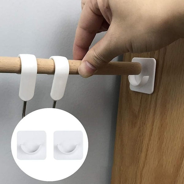 2 Pack Plastic U-shaped Curtain Rod Brackets No Drilling For Shower Rod Self- Carousel 1
