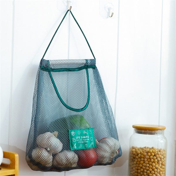 2PCS Mesh Net Reusable Hanging Storage Bags For Fruit Veg Garlic Onion Carousel 1