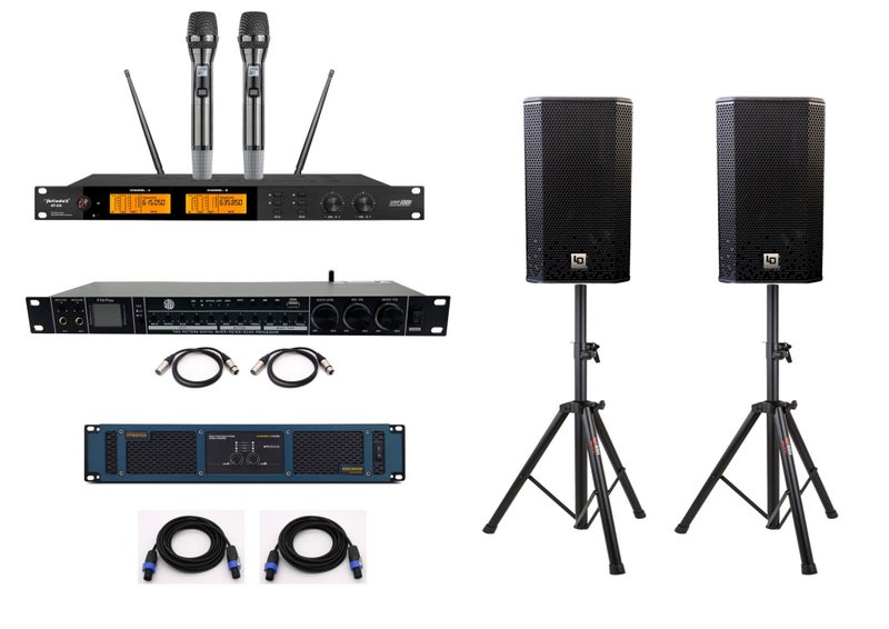 600w RMS 10 inch Speakers Wireless Mic Karaoke PA System Package (A2) Carousel 1