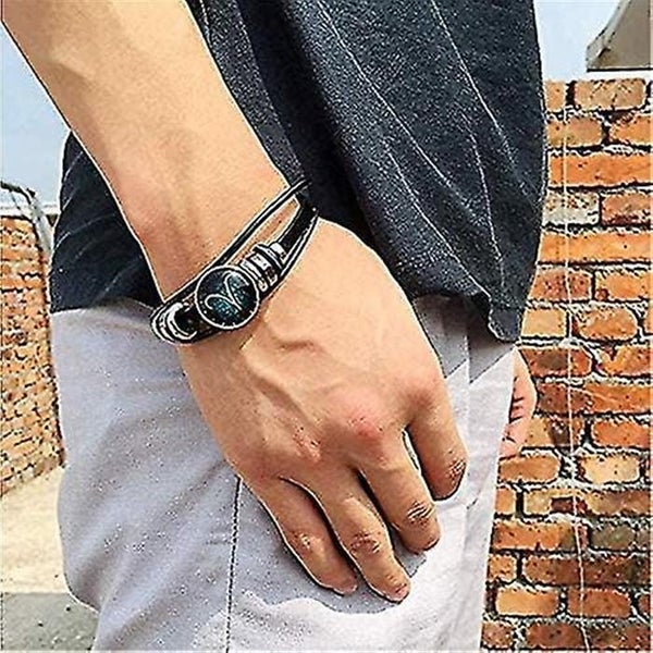 Zodiac Gifts Bracelet For Women Men 12 Constellation Beaded Hand Woven Leather B Carousel 1