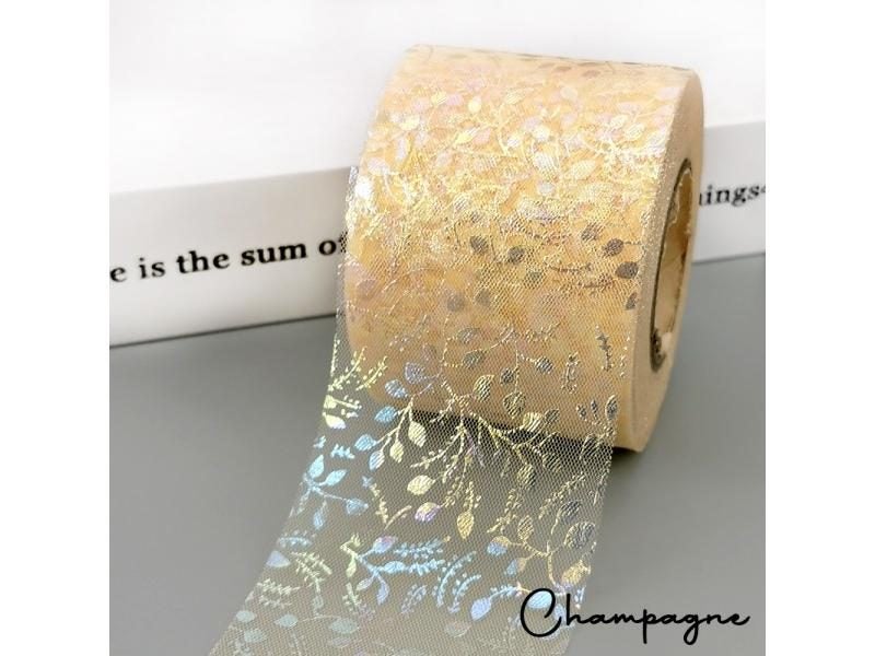 6cm 25yards Tulle Rolls Iridescent Flower Vine Gauze Mesh Organza Ribbon Tape Carousel 1